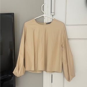 Leather balloon sleeve top
